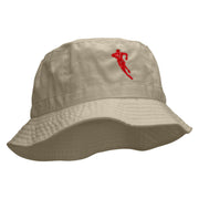 Rugby Player Jumping Embroidered Bucket Hat - Natural OSFM