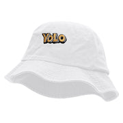 YOLO Unisex Multipurpose Crushable Cotton Twill Bucket Hat - White L