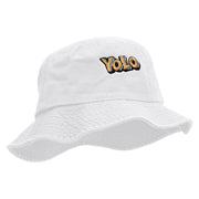 YOLO Unisex Multipurpose Crushable Cotton Twill Bucket Hat - White L