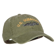 US Submarine Logo Military Embroidered Washed Cotton Twill Cap