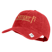 United States Marines Semper Fi Embroidered Washed Solid Pigment Dyed Cotton Twill Brass Buckle Cap - Red OSFM