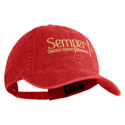 United States Marines Semper Fi Embroidered Washed Solid Pigment Dyed Cotton Twill Brass Buckle Cap - Red OSFM