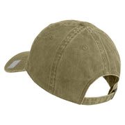 US Submarine Logo Military Embroidered Washed Solid Pigment Dyed Cotton Twill Brass Buckle Cap - Khaki OSFM