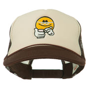 Scribe Smile Face Embroidered Foam Mesh Back Cap