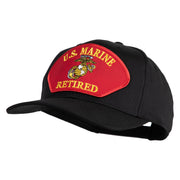U.S. Marine Retired Red Patched Solid Cotton Twill Pro Style Cap - Black OSFM