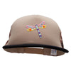 Cut out Pastel Dragonfly Patched Flat Bill Foam Camo Mesh Trucker Cap