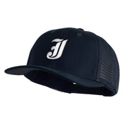 Old English White J Patched Cotton Deluxe Trucker Ball Cap - Navy Navy OSFM