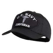 U.S. Navy Corpsman Patched Solid Cotton Twill Pro Style Cap - Black OSFM
