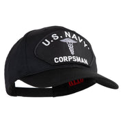 U.S. Navy Corpsman Patched Solid Cotton Twill Pro Style Cap - Black OSFM
