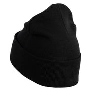 Small Patriotic American Flag Iron on Embroidered Patched 12 Inch Long Knitted Beanie - Black OSFM