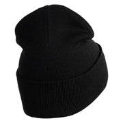Small Patriotic American Flag Iron on Embroidered Patched 12 Inch Long Knitted Beanie - Black OSFM
