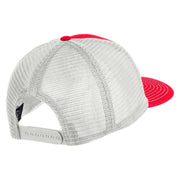 Old English White J Patched Cotton Deluxe Trucker Ball Cap - Red White OSFM