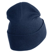 Small Patriotic American Flag Iron on Embroidered Patched 12 Inch Long Knitted Beanie - Navy OSFM