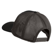 Old English White J Patched Cotton Deluxe Trucker Ball Cap - Black Grey OSFM