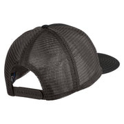 Old English White J Patched Cotton Deluxe Trucker Ball Cap - Black Grey OSFM