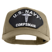 U.S. Navy Corpsman Patched Solid Cotton Twill Pro Style Cap - Khaki OSFM