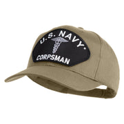 U.S. Navy Corpsman Patched Solid Cotton Twill Pro Style Cap - Khaki OSFM