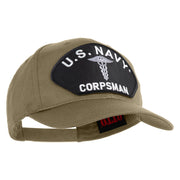 U.S. Navy Corpsman Patched Solid Cotton Twill Pro Style Cap - Khaki OSFM