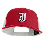 Old English White J Patched Cotton Deluxe Trucker Ball Cap - Cardinal White OSFM