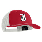 Old English White J Patched Cotton Deluxe Trucker Ball Cap - Cardinal White OSFM