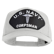 U.S. Navy Corpsman Patched Solid Cotton Twill Pro Style Cap - White OSFM