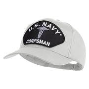 U.S. Navy Corpsman Patched Solid Cotton Twill Pro Style Cap - White OSFM