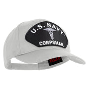 U.S. Navy Corpsman Patched Solid Cotton Twill Pro Style Cap - White OSFM