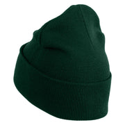 Small Patriotic American Flag Iron on Embroidered Patched 12 Inch Long Knitted Beanie - Dark Green OSFM