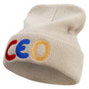 Ceo Embroidered 12 Inch Long Knitted Beanie - Birch OSFM