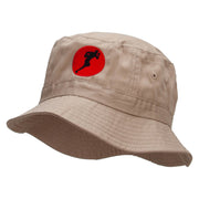 Running Rugby Logo Embroidered Pigment Dyed Bucket Hat - Khaki OSFM