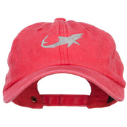 Shark Shape Embroidered Washed Cotton Cap