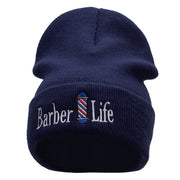 Barber Life Embroidered 12 Inch Long Knitted Beanie