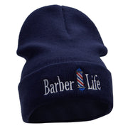 Barber Life Embroidered 12 Inch Long Knitted Beanie