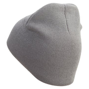 Lucky Boy Embroidered 8 inch Acrylic Short Blank Beanie - Grey OSFM