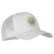 US Air Force Veteran Circle Embroidered Solid Cotton Mesh Pro Cap