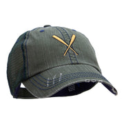 Crossed Bats Embroidered Low Profile Special Cotton Mesh Cap