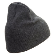 Moon Child Embroidered 8 inch Acrylic Short Blank Beanie - Charcoal OSFM