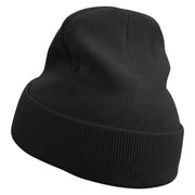 Ceo Embroidered 12 Inch Long Knitted Beanie - Black OSFM