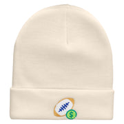 Football Bet Embroidered 12 Inch Long Knitted Beanie - Birch OSFM