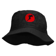 Running Rugby Logo Embroidered Pigment Dyed Bucket Hat - Black OSFM