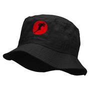 Running Rugby Logo Embroidered Pigment Dyed Bucket Hat - Black OSFM