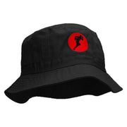 Running Rugby Logo Embroidered Pigment Dyed Bucket Hat - Black OSFM