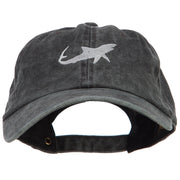 Shark Shape Embroidered Washed Cotton Cap