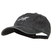 Shark Shape Embroidered Washed Cotton Cap