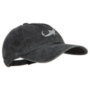 Shark Shape Embroidered Washed Cotton Cap