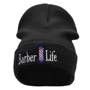 Barber Life Embroidered 12 Inch Long Knitted Beanie