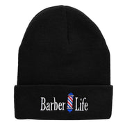 Barber Life Embroidered 12 Inch Long Knitted Beanie