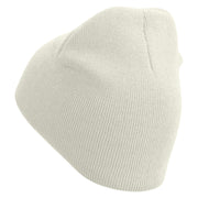 Lucky Boy Embroidered 8 inch Acrylic Short Blank Beanie - White OSFM