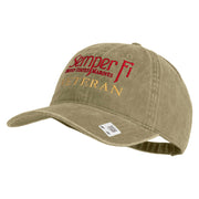 United States Marines Semper Fi Veteran Embroidered Washed Solid Pigment Dyed Cotton Twill Brass Buckle Cap - Khaki OSFM