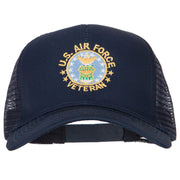 US Air Force Veteran Circle Embroidered Solid Cotton Mesh Pro Cap